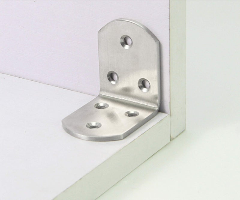 Tiberham Stainless Steel Corner Bracket, Tiberham 90 Degree Right Angle Corner Brace Plate, 47 x 47 x 38 mm L Shaped Furniture Fastener Joint Corner Connector for Wood Shelf Cabinet Table Chair (Pack of 4) - Image 4